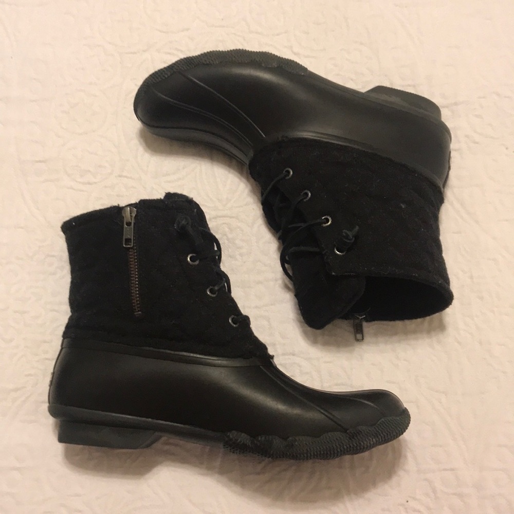 Sperry Duck Boots Black Quilted Wool
